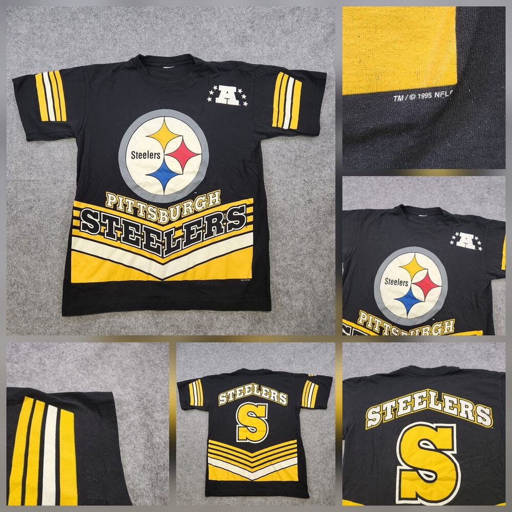 VTG Pittsburgh Steelers T Shirt Mens Large XL NFL Football 90s Single Stitch AOP